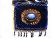 Royal blue/navy small bag w/ feathers